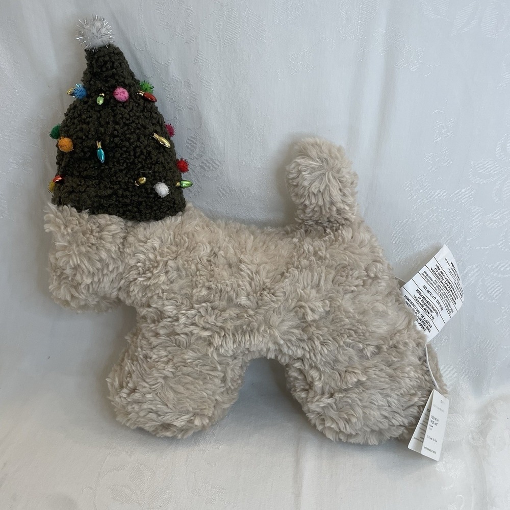 NWT Pottery Barn Doodle Wheaten Terrier Dog Christmas Tree Hat Pillow 17x17"